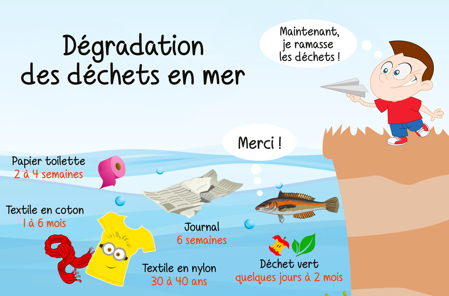 La dégradation des déchets en mer, le poster