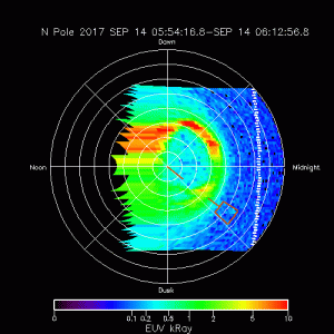 Projection polaire des aurores nord de Saturne