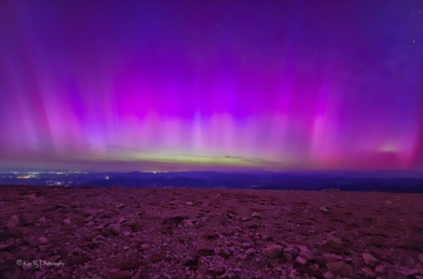 Images des aurores observées dans la nuit du 10 au 11 mai 2024 au Mont Ventoux. Crédits : K en B photography