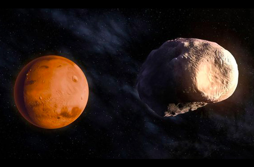 Vue d'artiste de Mars et Phobos