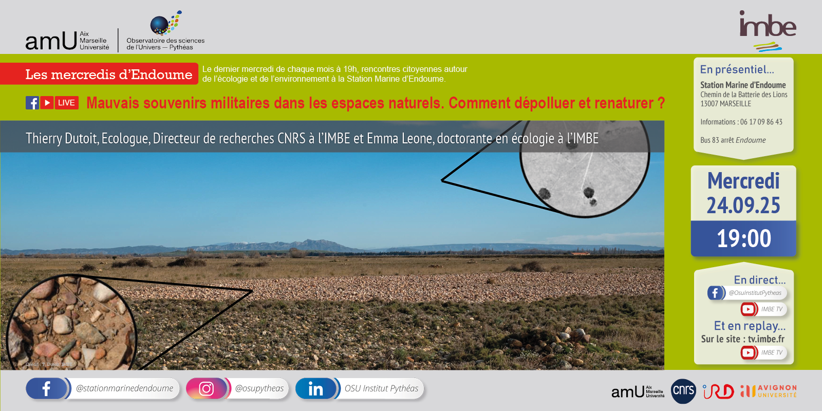 Les mercredis d'Endoume - Mauvais souvenirs militaires dans les espaces naturels. Comment dépolluer et renaturer ?